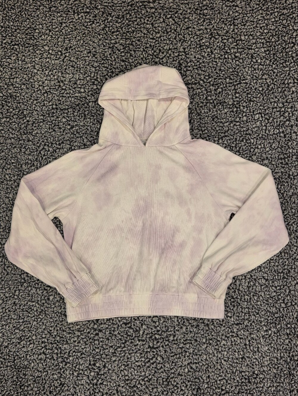 Lilac Tie Dye Ribbed Cropped Hooded Top Girls 11/12 Years